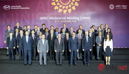 Các Bộ trưởng Ngoại giao - Kinh tế của 21 thành viên APEC chụp ảnh chung.